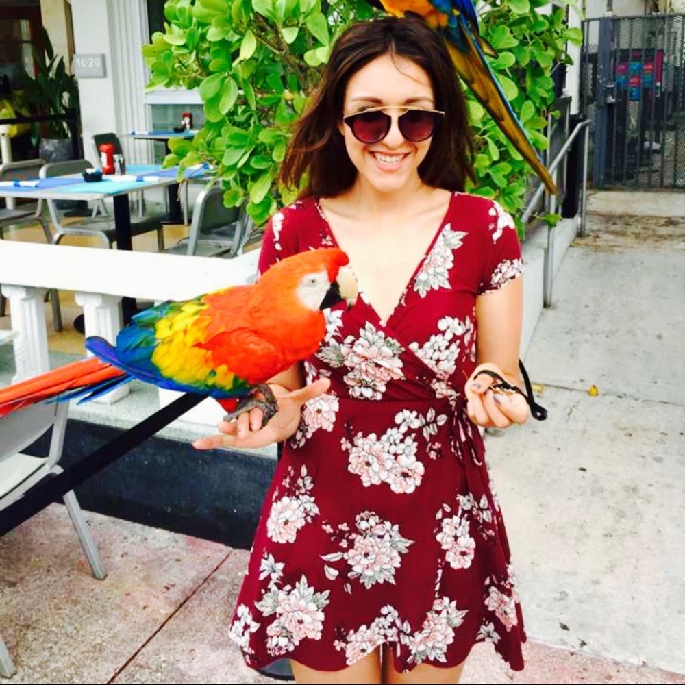 Burgundy floral summer dress